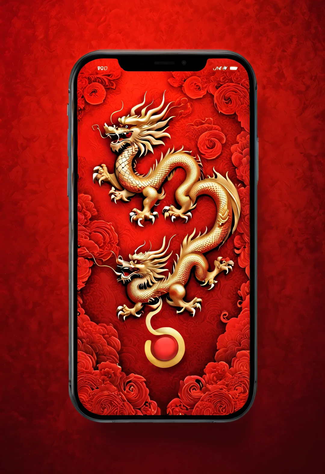 APP icon design style, red mobile wallpaper，（Perfect blend of China map and Chinese dragon silhouette），