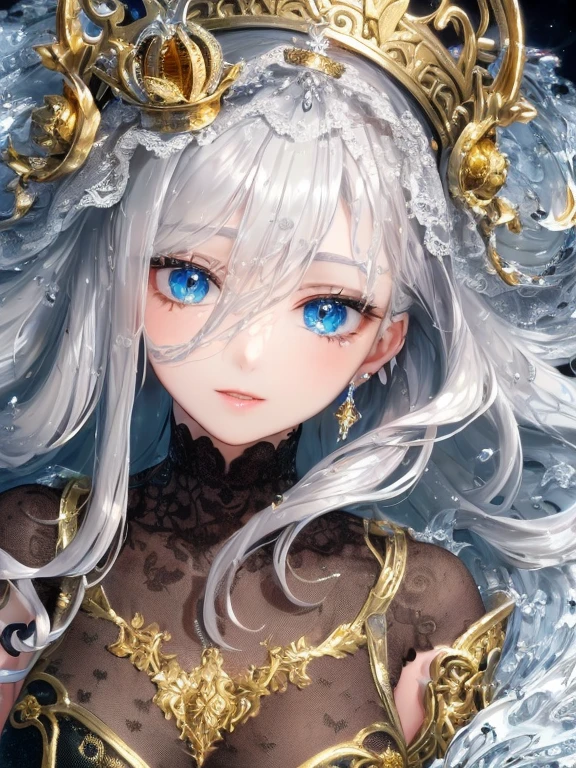 masterpiece, best quality, best quality, Amazing, beautiful detailed eyes,((1girl)), finely detailed, Depth of field, extremely detailed CG unity 8k wallpaper, full body,(other Minato aqua), (((a girl wears Clothes with a silver texture))),((Extremely gorgeous metal style)),((Metal crown with ornate stripes)),((((Various metals background)))),Sputtered molten iron,(floating hair),((Hair like melted metal)),(((detailed face))), (((detailed eyes))),(((Clothes made of silver))),(((Clothes with gold lace))),((full body)),((((flowing gold and silver)))),(((((everything flowing and melt))))),(((((flowing iron))))),(((((flowing silver))))),((((lace flowing and melt))))