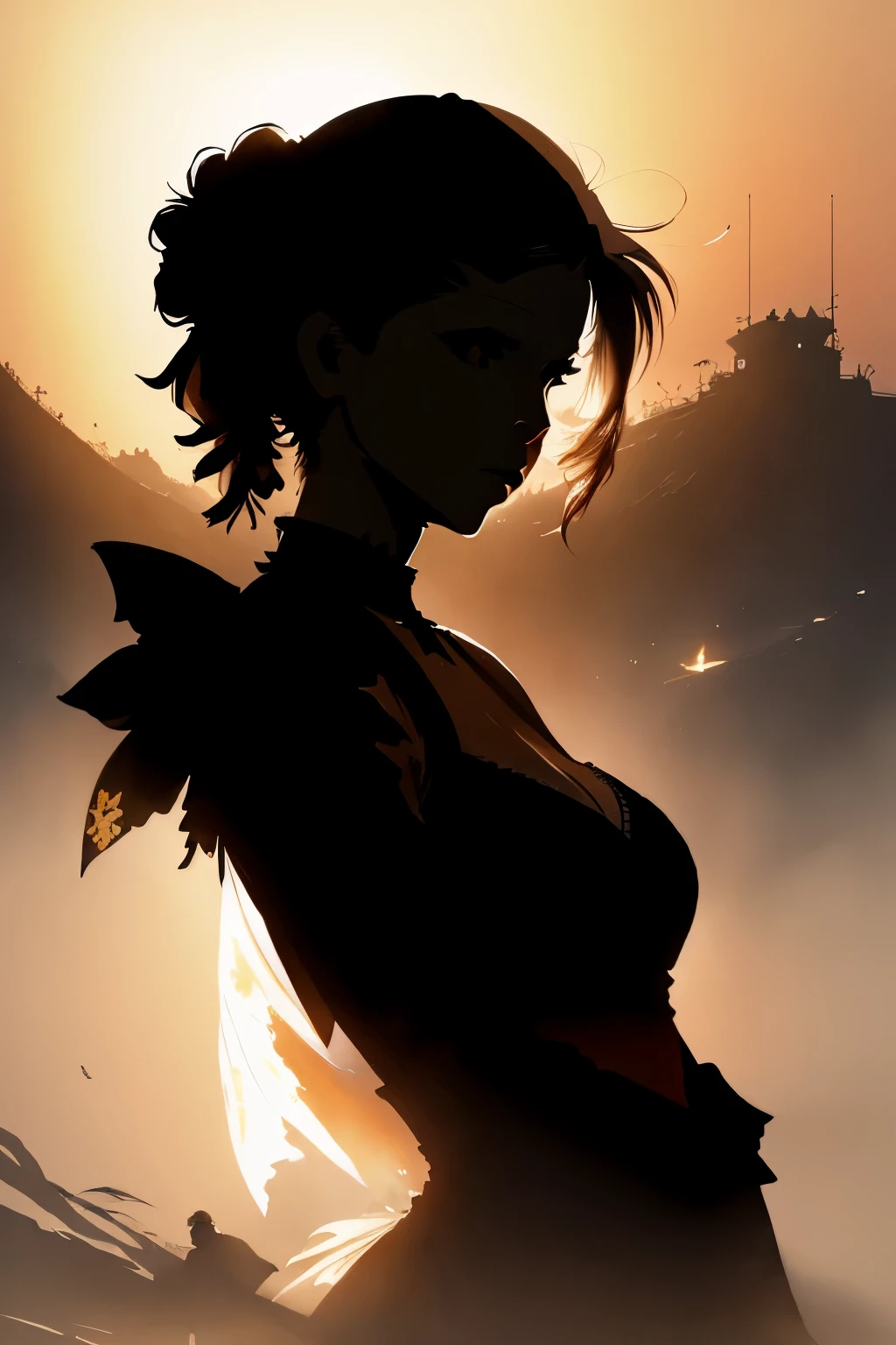 mj, RTX, 4k, HDR, close-up, watercolor, portrait, ((masterpiece)),((best quality)), (female silhouette: 2), reminiscent of Karn Griffiths, infused with bold texture light and airy, movement featuring hyper-realistic characters, pastel, elegance, dramatic lighting, expressive angle, matte, concept art, linkivera, style Makoto Shinkai, Jamie Wyeth, James Gillard, Edward Hopper, Greg Rutkowski Studio Ghibli Genshin Impact