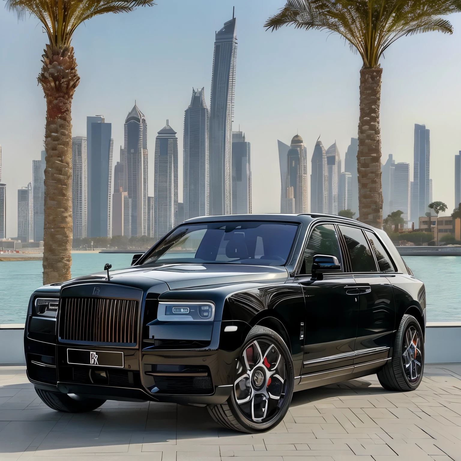 arafed black car parked in front of a city skyline, vehicle photography, luxury, f / 1 1, f/11, portrait shot, rich contrast, a wide full shot, front profile shot, f/5.6, dubai, f / 1 1. 0, high res, shot with sony alpha 1 camera, front shot, a stunning masterpiece