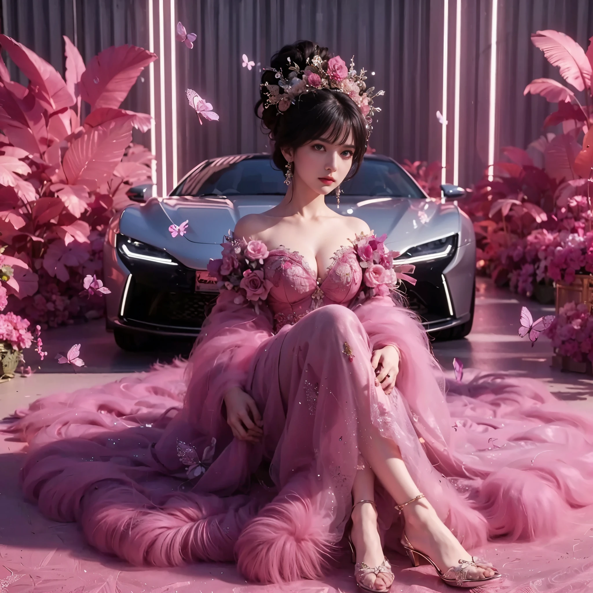 arafed woman with bustier gigantic breast in a corset and dress in front of a building, wearing an ornate outfit, ornate dress, intricate dress, elegant corset, ornate and elegant, extravagant dress, inspired by Hedi Xandt, ornate attire, intricate outfit, ornate royal gown, ornate clothing, ornate gown, intricate and elegant, intricate detailed dress, ornate , royal dress, masterpiece, best quality:1.2),,(8k,highres,RAW photo,realistic,photo-realistic:1.3),(detailed skin texture,detailed cloth texture,beautiful detailed face:1.25),professional lighting,photon mapping,beautiful soft light,radiosity,physically-based rendering,raytracing, model shoot style, model shoot style, (extremely detailed CG unity 8k wallpaper), full shot body photo of the most beautiful artwork in the world,