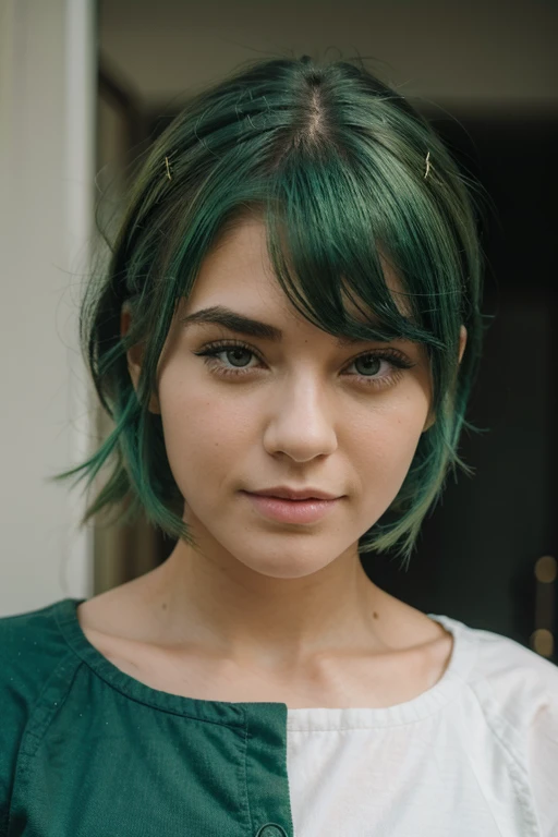 SAME GIRL, SAME FACE, GREEN HAIR,