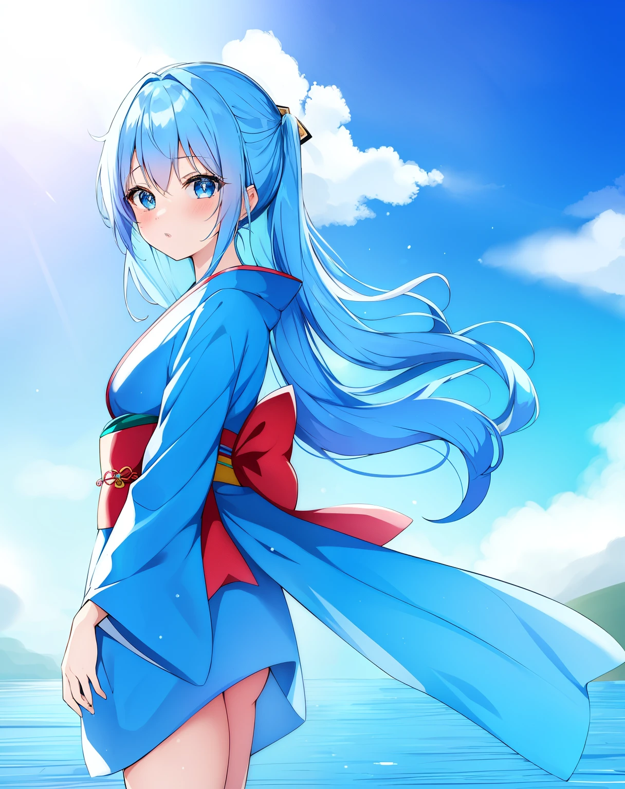 Anime girl with blue hair and blue eyes, Best Anime 4K Kona-chan Wallpaper, anime wallpaper 4k, anime wallpaper 4k, Wallpaper Anime Blue Water, anime style 4k, anime art wallpaper 4k, anime art wallpaper 4k, Kantai Collection Style, 4k anime wallpaper,,Anime girl with blue hair and blue eyes wearing a kimono, anime moe art style, mikudayo, , teal hair anime girl, in kimono, in kimono, shirabii, Cute girl anime visual, long hair