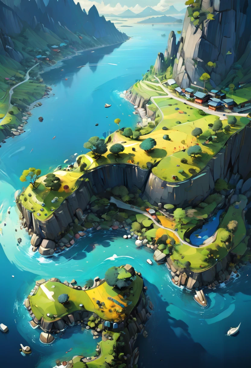 a detail map, by Goro Fujita, panoramic view, Ultra high saturation, (best quality, masterpiece, Representative work, official art, Professional, 8k)