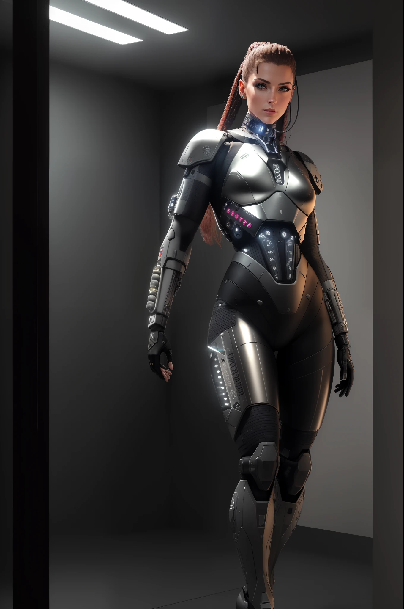 ((attractive modern female military with cybernetic limbs part cyborg on patrol)), cinematographic, Dynamic Posture, detalhes finos, reflections, 8k, ((tiro escuro)), sdet volumetric lights, (Retroiluminado:1.3), (fotorrealista), (Estilo-vidro), HDR, sem serrilhado, 8k, ((Syd Mead)), sharp details, ((obra de arte)), (pictorial), (boa anatomia), (good proportions), (good composition),