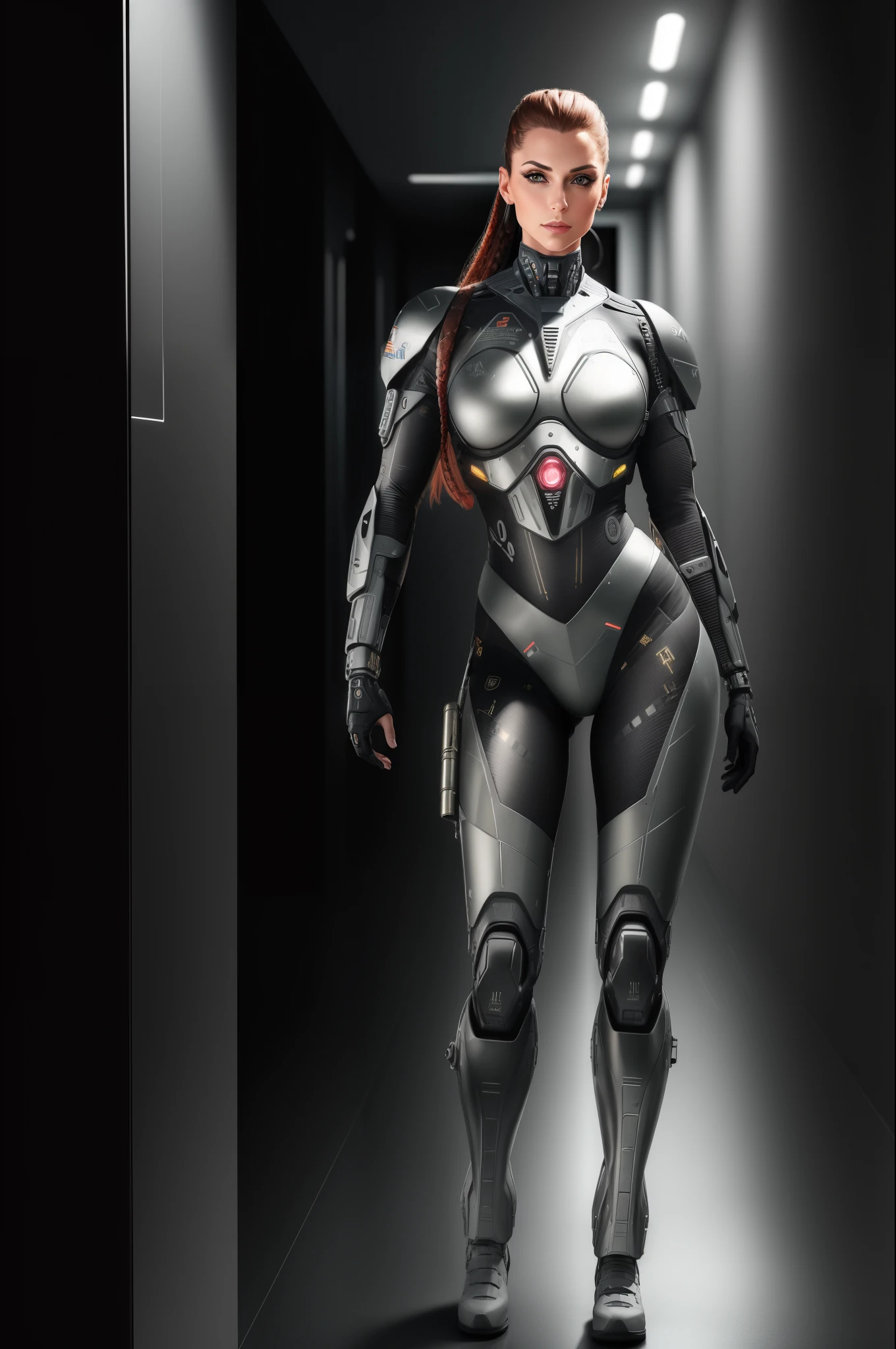 ((attractive modern female military with cybernetic limbs part cyborg on patrol)), cinematographic, Dynamic Posture, detalhes finos, reflections, 8k, ((tiro escuro)), sdet volumetric lights, (Retroiluminado:1.3), (fotorrealista),  (Estilo-vidro), HDR, sem serrilhado, 8k, ((Syd Mead)), sharp details, ((obra de arte)), (pictorial), (boa anatomia), (good proportions), (good composition),