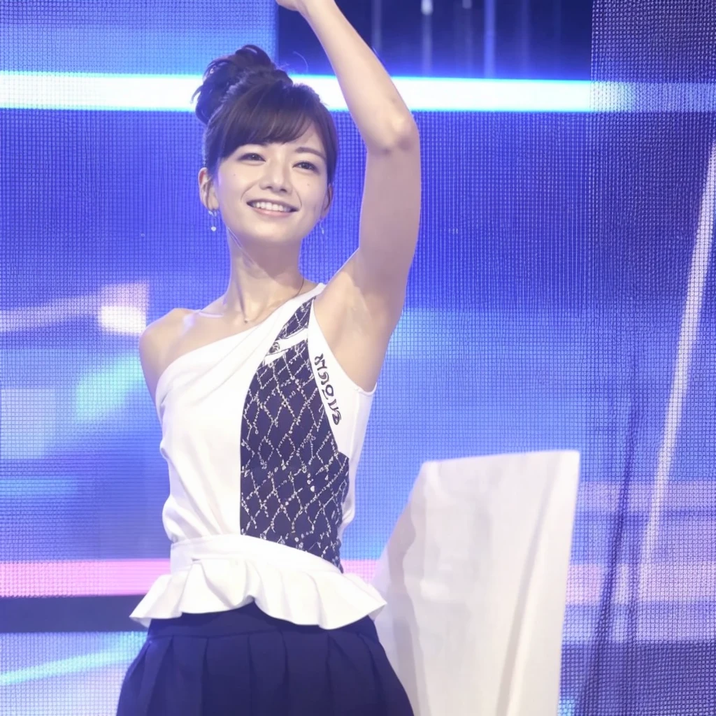 masterpiece,highest quality,taller than,   1 girl, (announcer),armpit