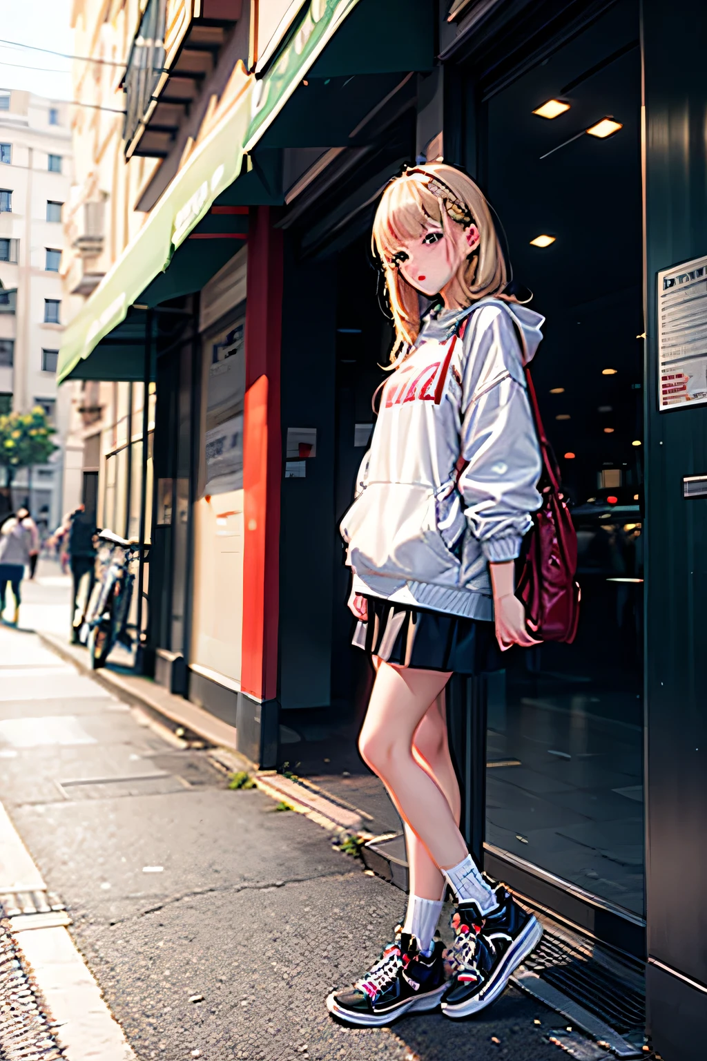 girl waiting for the bus