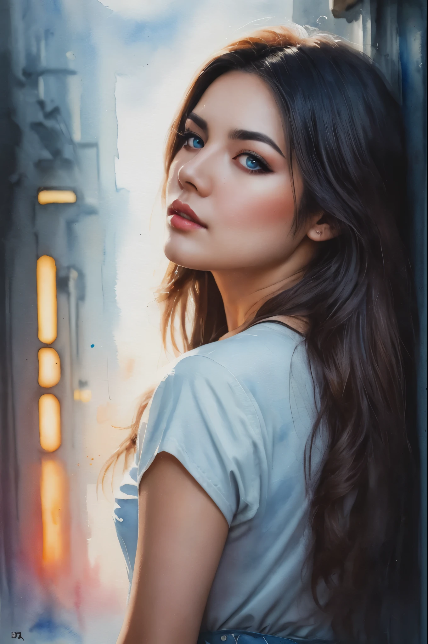 mj, RTX, 4k, HDR, close-up, watercolor, portrait, ((masterpiece)),((best quality)), watercolor drawing, studio shot from magazine cover, Asuka Langley, Carn Griffiths, Ralph Horsley, chiaroscuro, cinematic light , frame light, neon light, transparent sci-fi, frame light, light blue eyes, ambient light, neon backlight, realistic photo, ultra high texture, ultra high quality Style Tanya Shatseva, Gabriele Dell'otto, Andrey Atroshenko, Ross Tran, Anna Razumovskaya , AI Midjourney, bright saturated colors, watercolor, oil paints, HDR, 500px, 4kStudio Ghibli Genshin Influence