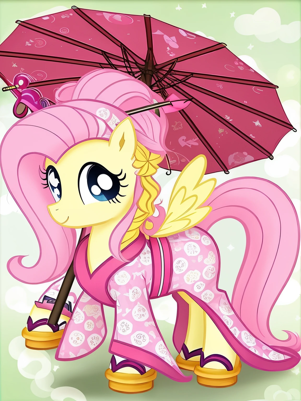 a close up of a pink Ponyta with a pink umbrella, MLP, my little Ponyta, Ponyta国, pinky pie, pinky pie my little Ponyta, pinky pie equine, Beautiful and cute with plop, MLP fanart, cute logo, Celestia, inspired by Tsuruko Yamazaki, pink iconic character, I still, wallpaper!, Ponyta