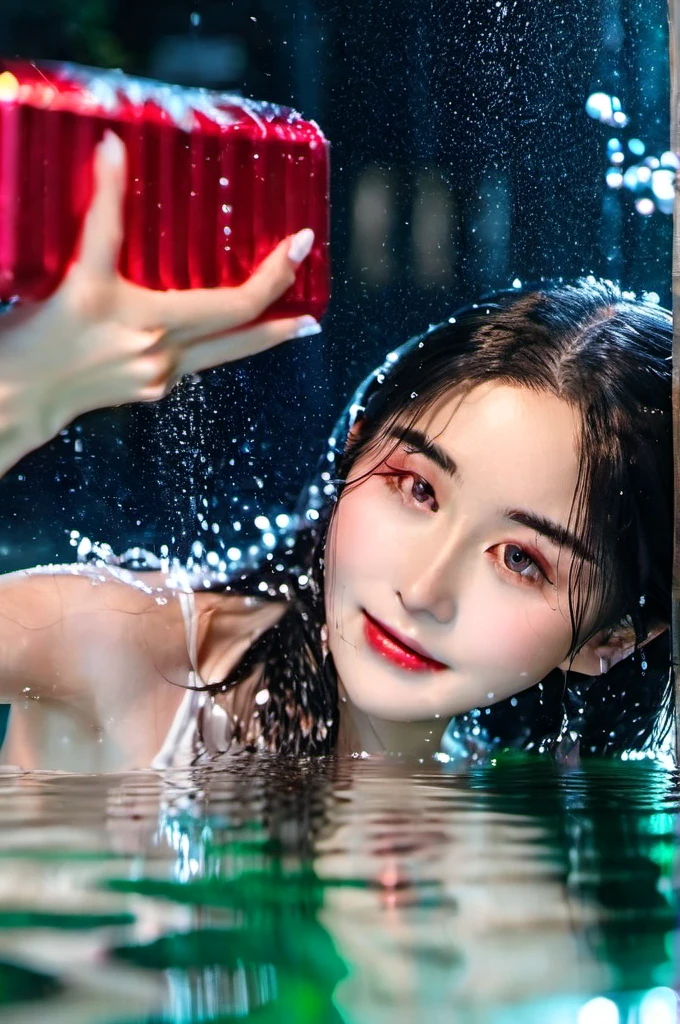 (8k, original photo, best quality, masterpiece:1.2),(actual, photo-actual:1.4), Super detailed, Extremely detailed CG 8k wallpaper,(water晶质感皮肤:1.2), (extremely delicate and beautiful),Delicate skin,1 girl,water,water下,water下 photography,immerse,White shirt,charming,correct,looking at camera,white hair,Upper body,(Face the camera directly:1.5),(浅蓝色的海water:1.4),