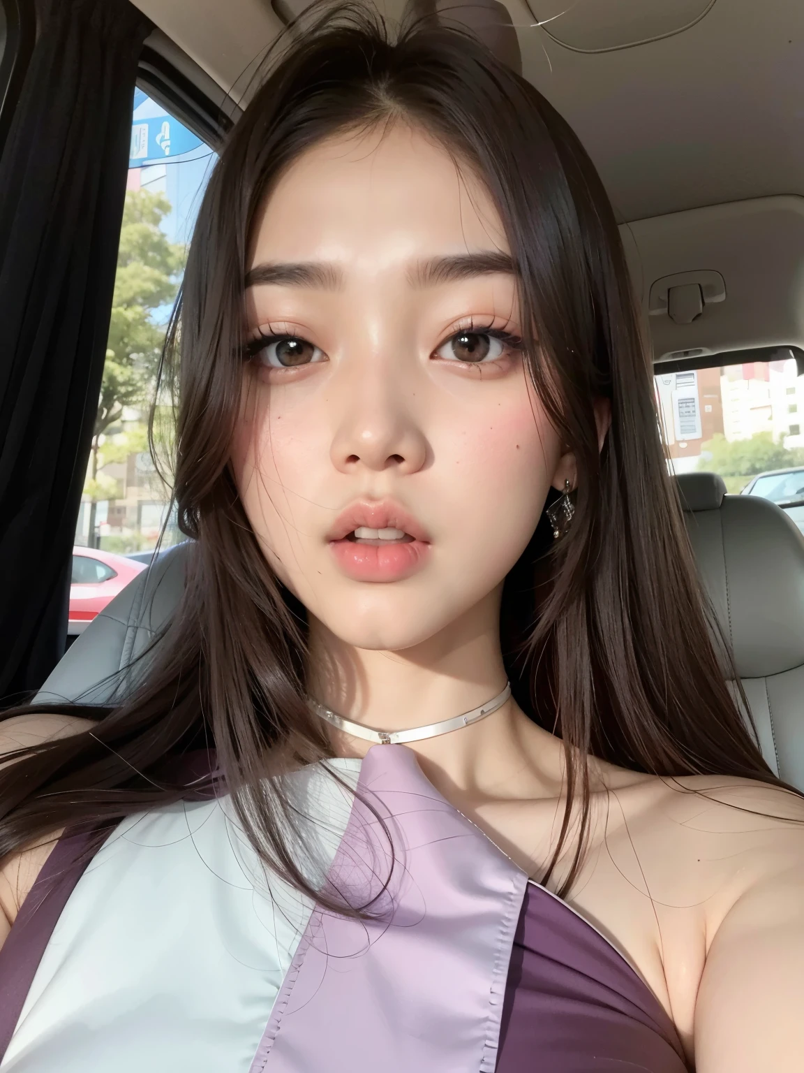 Asian woman devastated in a car in a purple and white dress, jennie blackpink, jaeyeon nam, linda mulher sul-coreana, Ulzzang, young lovely korean face, Jennie Kim of blackpink