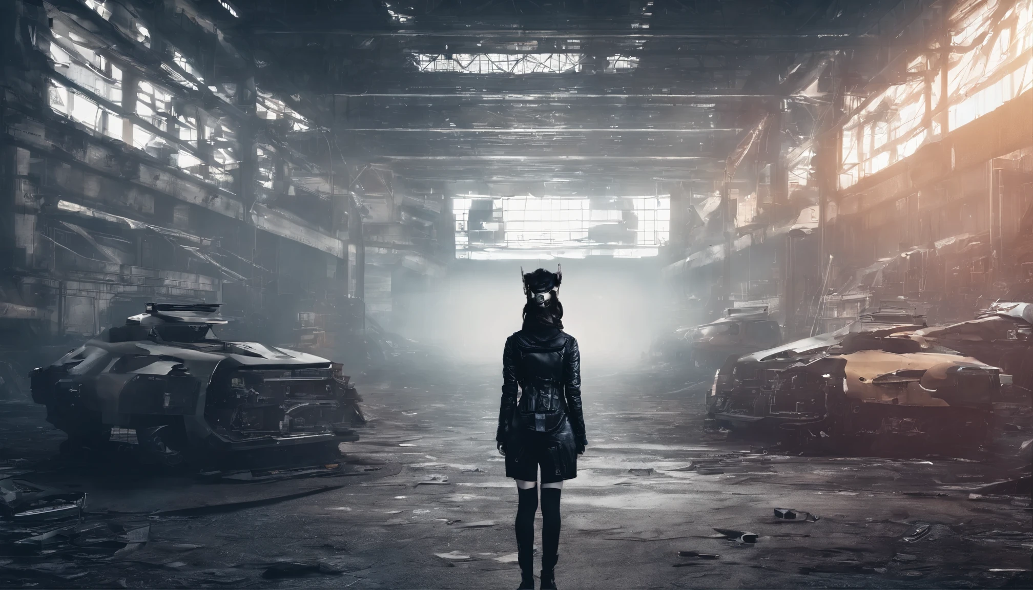 mulher ciborgue with goth makeup posing for a photo in the inside of an abandoned factory, cyberpunk aesthetic, mulher ciborgue, Dark Techno Aesthetics, Industrial Gothic Aesthetics, Trainee of an abandoned factory in the background, ultra detalhado, fotorrealista, obra de arte.