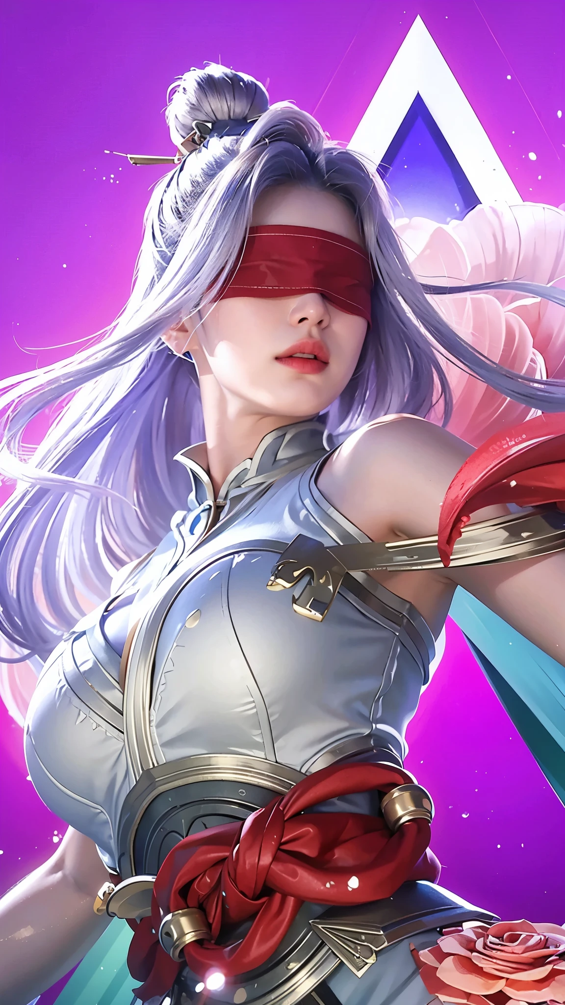 (photorealistic:1.4), best quality, masterpiece, ultra high res, 1girl, (detailed face:1.2), (detailed hair:1.2), (detailed clothes:1.2), 4k, (detailed color:1.2), (girl with blindfold:1.2), (blind), armpits,
