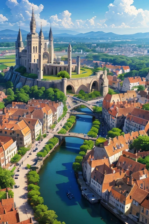 (best quality,4k,8k,highres,masterpiece:1.2),ultra-detailed,(realistic,photorealistic,photo-realistic:1.37),round-shaped city surrounded by trees and water, medieval city, small town background, panoramic view of the entire city, small town in the background, ancient city, white stone ancient city, grand and structured Valhalla city, medieval city, medieval city background, ancient cityscape, bustling magical town, medieval village on the plains, surrounding the city