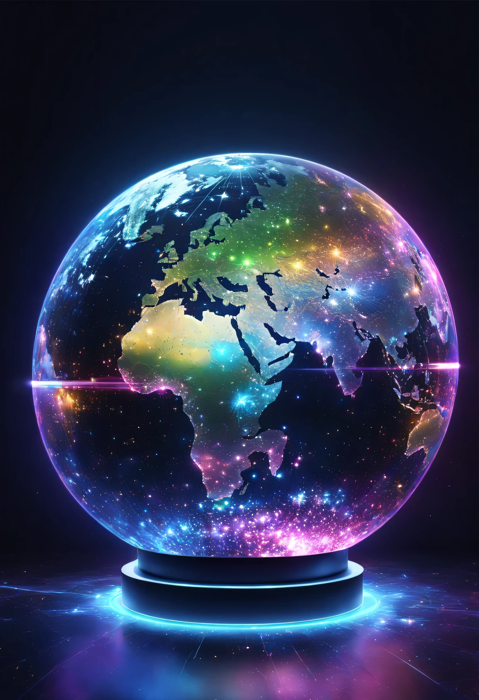 holography,draw in neon colors((Earth)):sphere:((floating)),transparent,Three-dimensional,light,SF,Digitalアート,Digital,scientific,dark background:electronic circuitry:draw in neon colors,3D,masterpiece,Digital空間,energy,beautiful,最高masterpiece,8K,科学のlight,be familiar with,Bright colors,colorful,nice,beautiful,rich colors,beautifullightのライン.magic effect,Sparkling