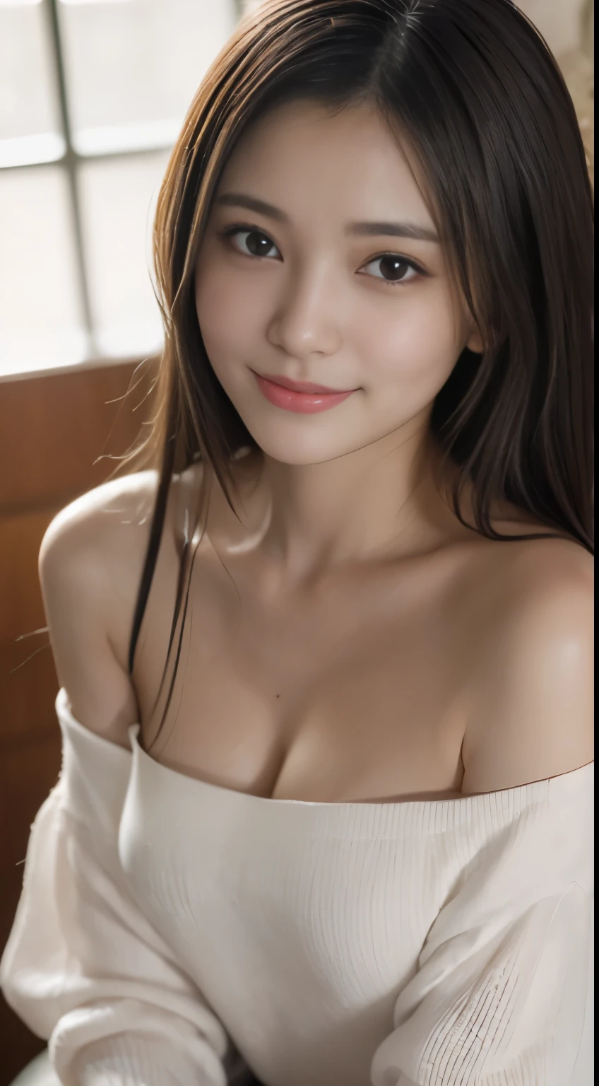 masutepiece, Best Quality, Illustration, Ultra-detailed, finely detail, hight resolution, 8K Wallpaper, Perfect dynamic composition, Beautiful detailed eyes, Off-Shoulder Kimono,Medium Hair,Small breasts natural color lip, Bold sexy poses,Smile,Harajuku、20 years girl、Cute、Sexy shot looking at camera