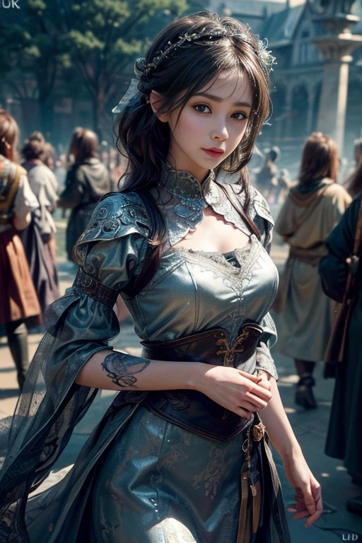 ink sketch, 1girl, beautiful detailed eyes, alternate hairstyle, graceful, charming, delicate, pretty, cute, fantasy, cinematic light, film still, cover, character in the center of the frame, looking at viewer, (best quality,highly detailed,masterpiece,HDR,UHD,64K:1.3),Professional,realistic,RAWphoto,Vivid color,Bokeh