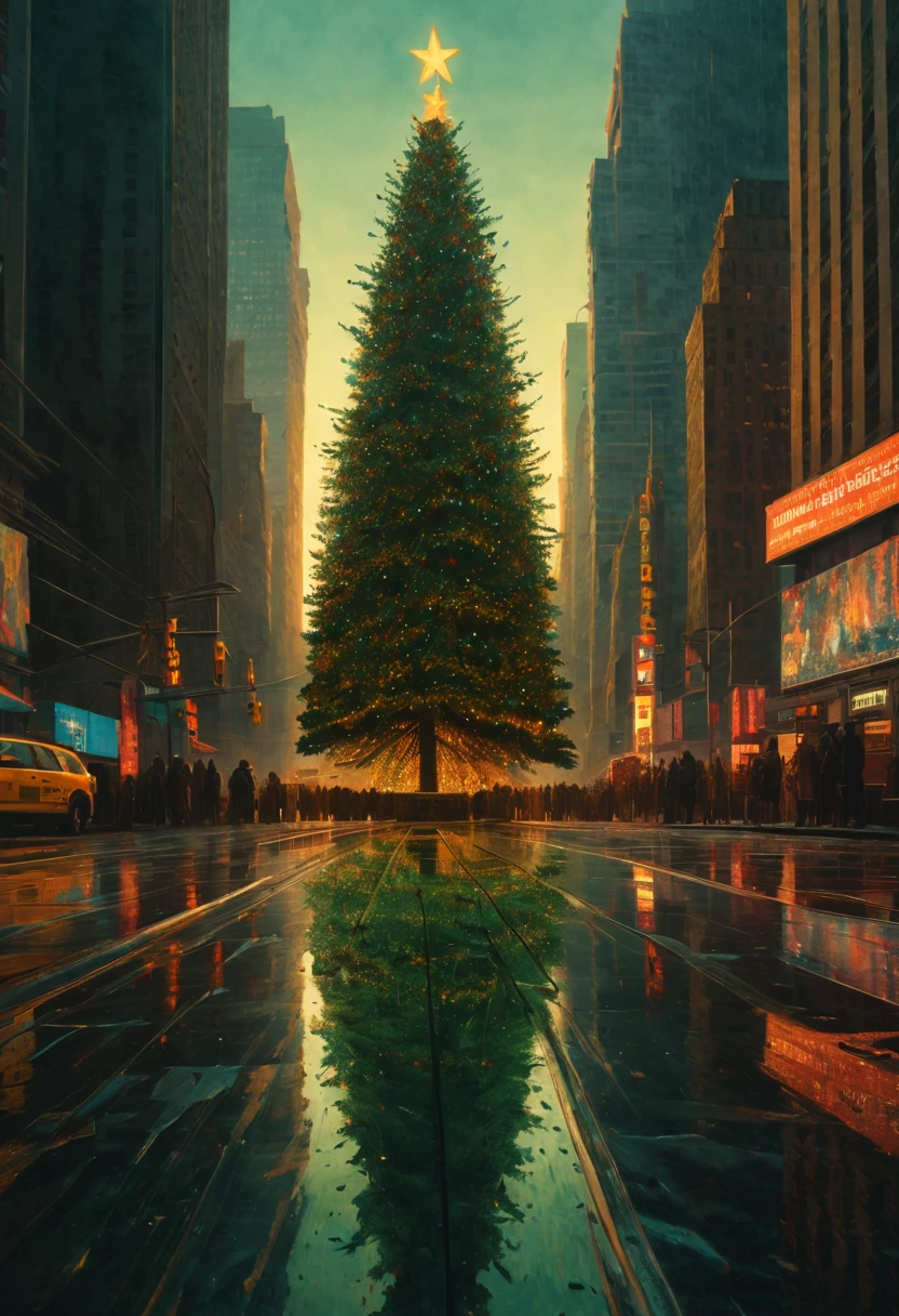 Ray tracing: A Christmas tree was born in the forest,
She grew up in the forest
Slim in winter and summer,
It was green and now it stands in New York in Times Square and glows with wonderful colors. Jeremy Mann and Charles Danny Gibson, Mark Demsteder, Paula Headley. Spartak Mukanov + art concept. Very beautiful, gouache, cinematic, dark, creepy, mysterious, modern vintage. Types of lighting: Color space. Image Stabilization: Golden Hour: Ray Tracing: Cinestill 800T. HDR: