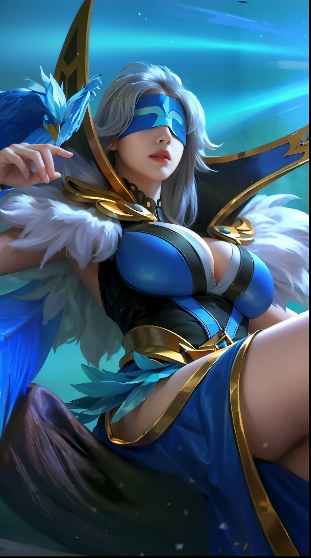 (photorealistic:1.4), best quality, masterpiece, ultra high res, 1girl, (detailed face:1.2), (detailed eyes:1.2), (detailed hair:1.2), (detailed clothes:1.2), 4k, (detailed color:1.2), (girl with blindfold:1.2), (blind), armpits, close eyes.