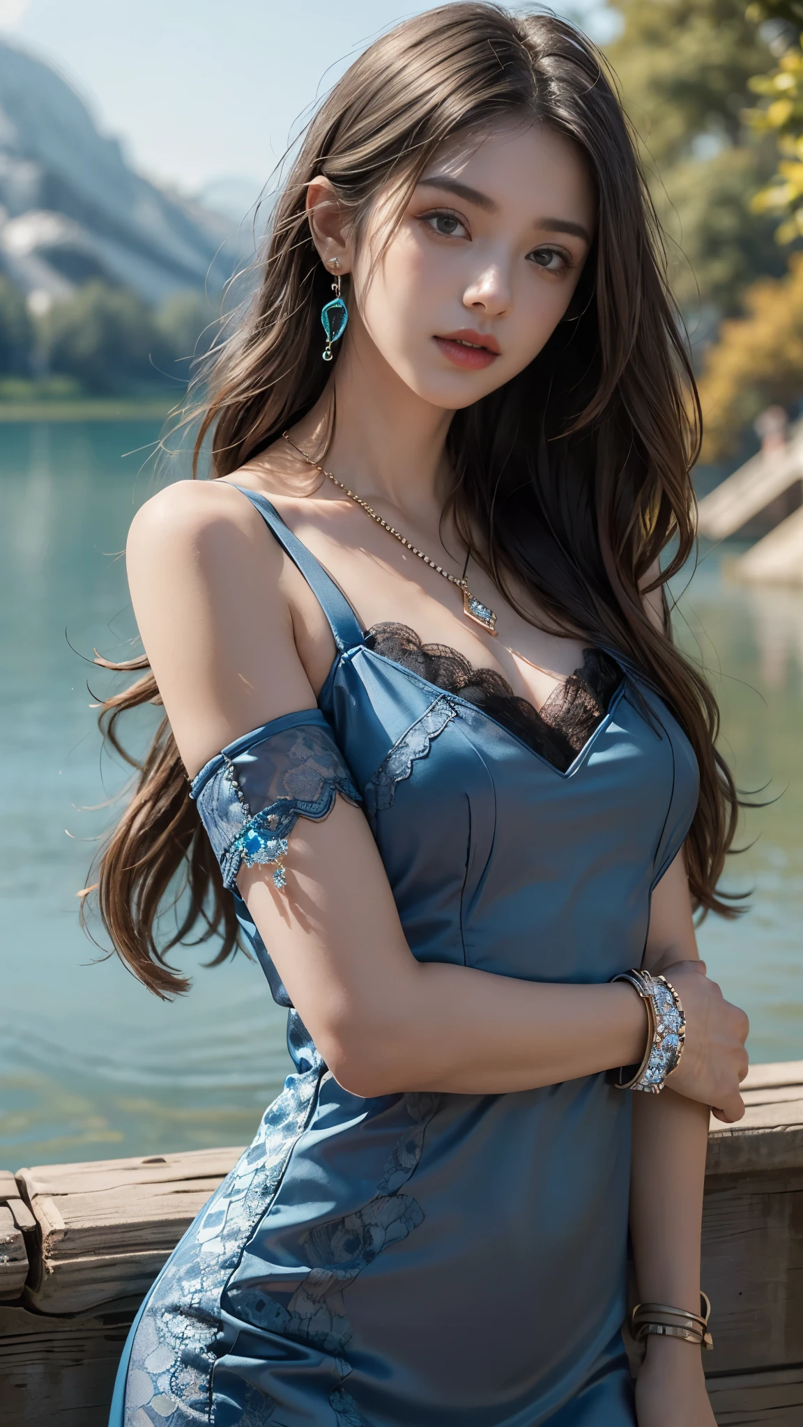 Cuerpo de mujer con grandes pechos, vestido de disfraz de Aerith Gainsborough