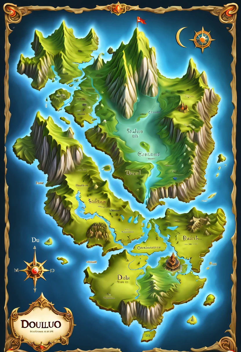 Map of Douluo Continent,3D,fantasy,myth,