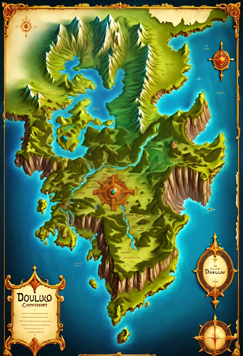 surrounded by borders，Map of Douluo Continent，3D，fantasy，myth，Mark treasure location