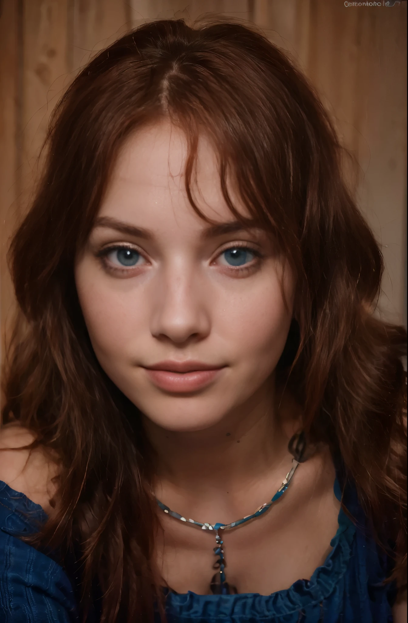 (best quality, ultra-detailed, realistic:1.37), 23 year old Swedish female, dyed red hair, medium length extremely curly layered hairstyle, bright blue eyes, high cheek bones, pale skin tone, shot on a Canon EOS R6 Mark II camera