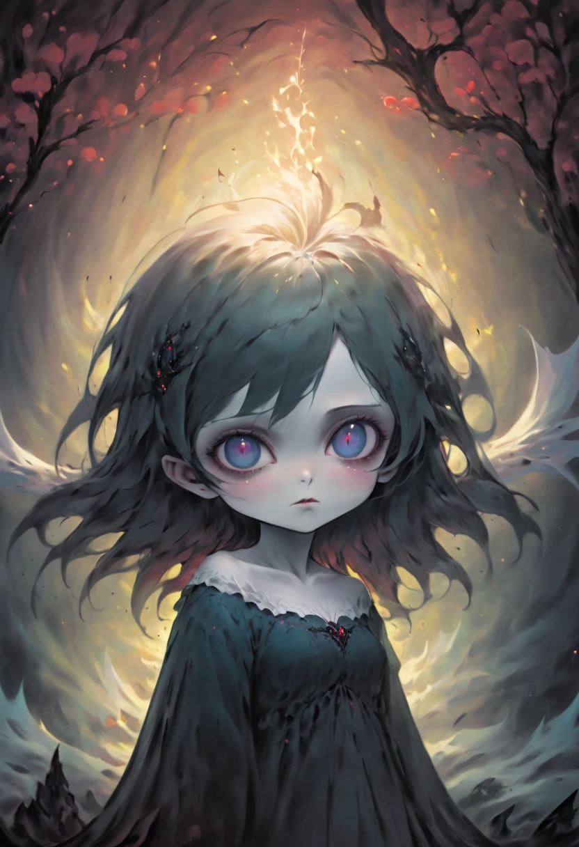 beautiful chibi vampire in dark garden, portrait, statue, marble, soft colors, glossy skin, dark, horror, anime style, very thin lines, handy lines, rough shading, line art, rugged, dirty, big eyes, reflective eyes, perfects eyes, Gritty Realism, glowing eyes, anime style, intricate detailed, fantasy, concept art, digital art, intricate, oil on canvas, masterpiece, expert, insanely detailed, 4k resolution, fairy tale illustration, fantasy