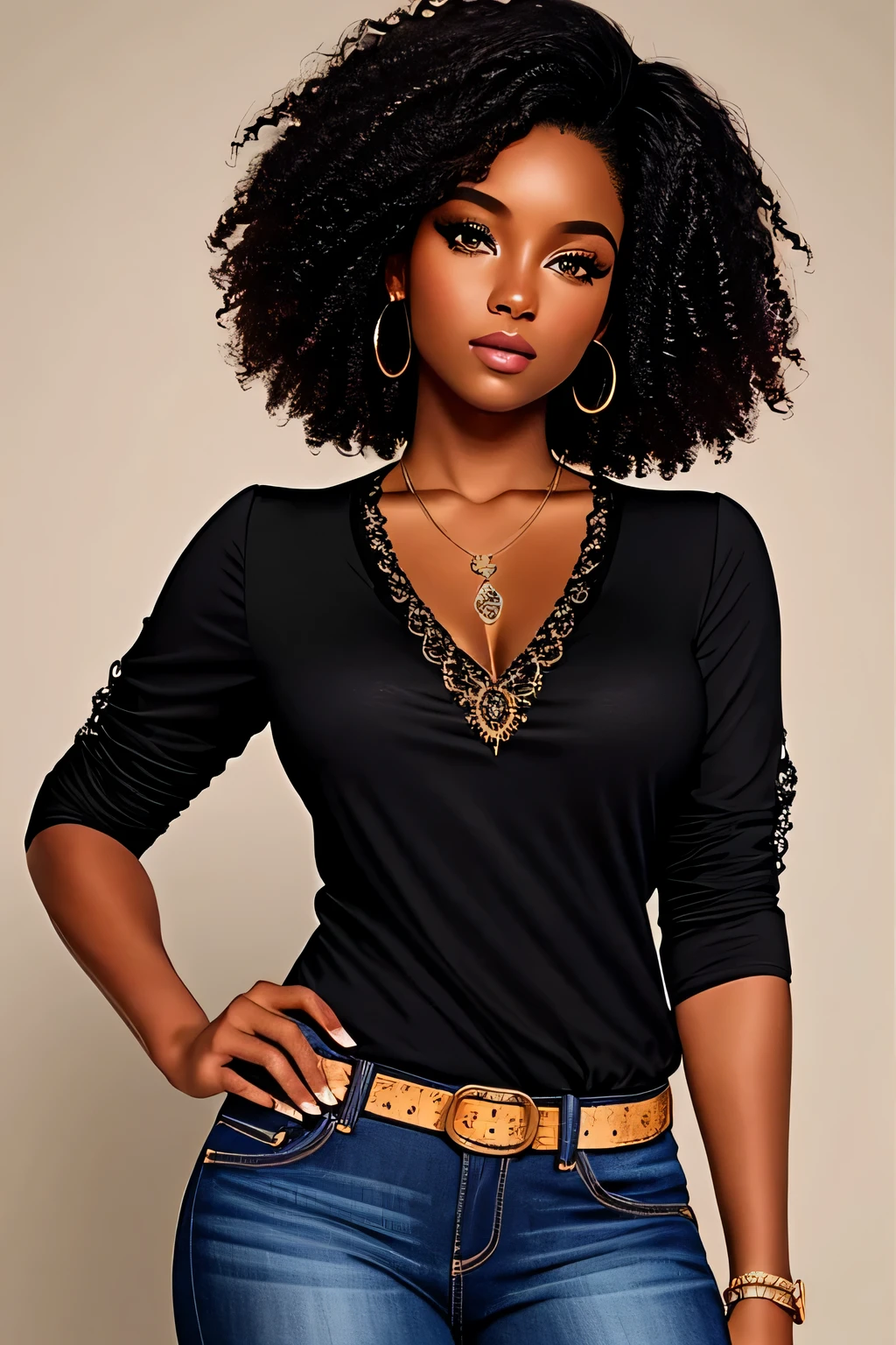 masterpiece, best quality, illustration, {beautiful black woman detailed}, beautiful detailed brightness, detailed lighting, (beautiful detailed eyes: 1.1), short hair, curly hair, (open jeans shirt with folded sleeves: 1.1), strong look, holding a revolver
INFO