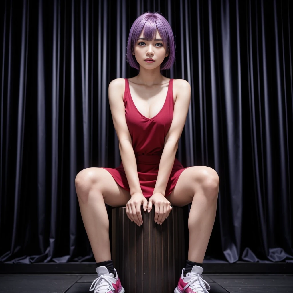 "AYANE FACE" (best quality,ultra-detalhado,Realistic:1.37), retrato, Detailed eyes and facial features, textura de pele delicada e suave, Corpo Perfeito, textura ultra realista, maquiagem perfeita, maquiagem vermelha nos olhos, batom vermelho,  serious expression, cores vivas, maquiagem vermelha em volta dos olhos, cores vivas