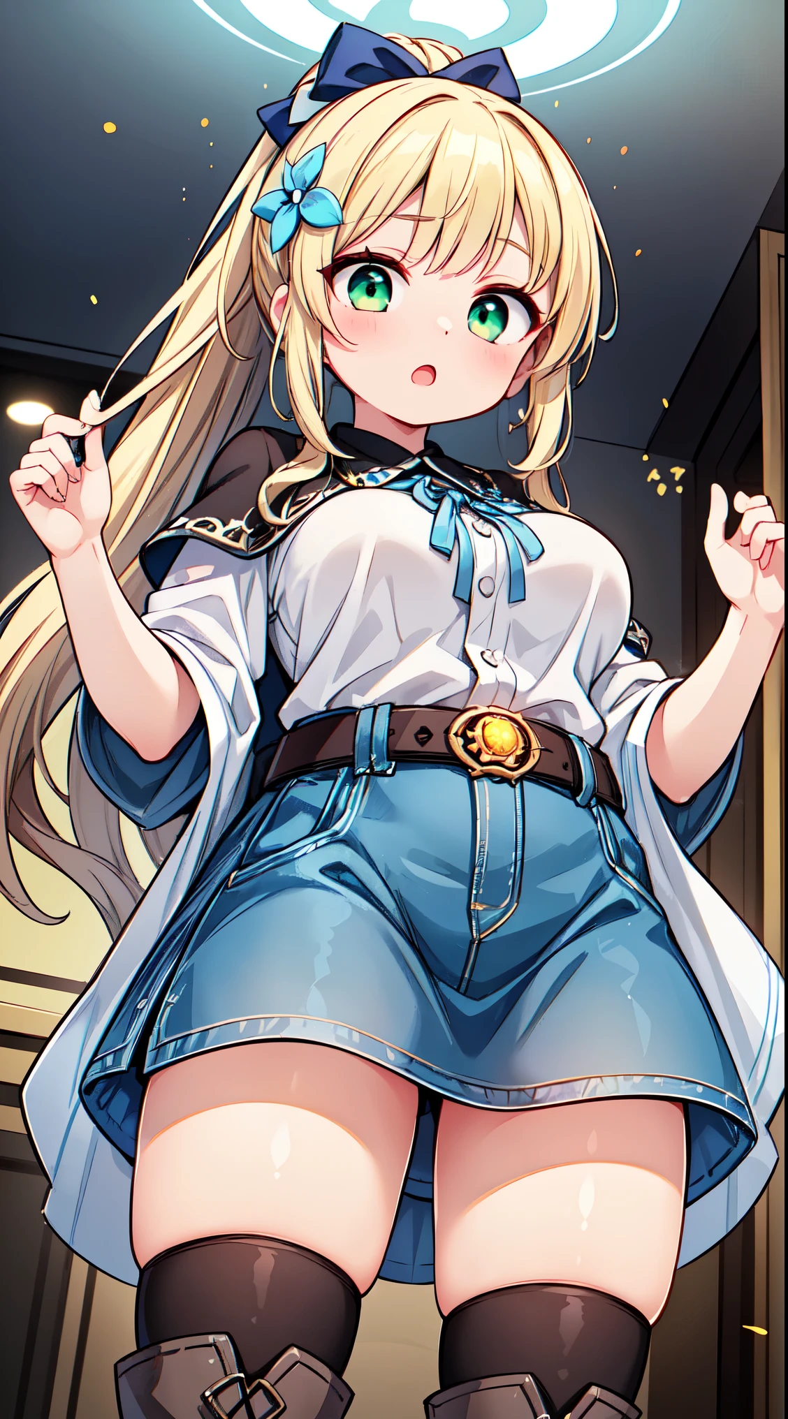 masutepiece, Highest Quality, Ultra Detail, Illustration, beautiful detail, depth of fields, Dynamic Angle, 8K Wallpaper, Portrait, Best light and shadow quality, 4K, 8K, nffsw, Fine detail, Blurred background, Upper body, Contemporary, Dress, Blonde, Long hair, Beautiful eyes, Beautiful splashes