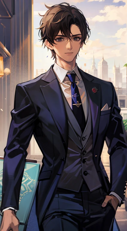1 boy, prince, necktie, suit, handsome