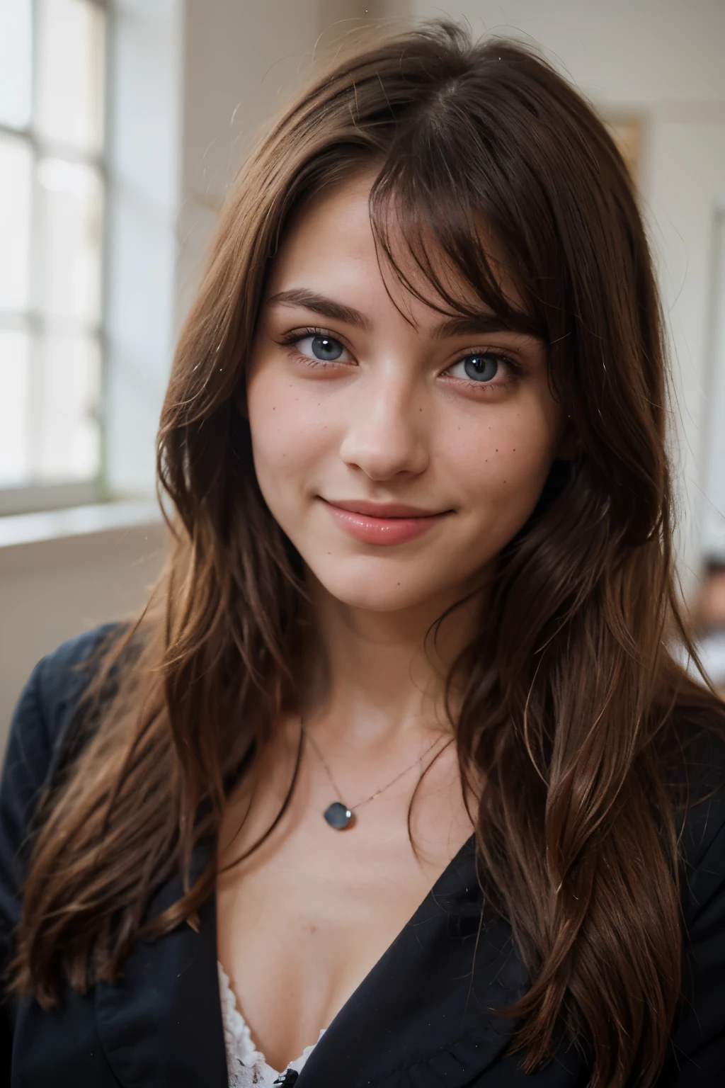 beautiful 14 years old smiling girl (((Morgane Guivarch))), blue eyes, long hair, 1m65, 45kg