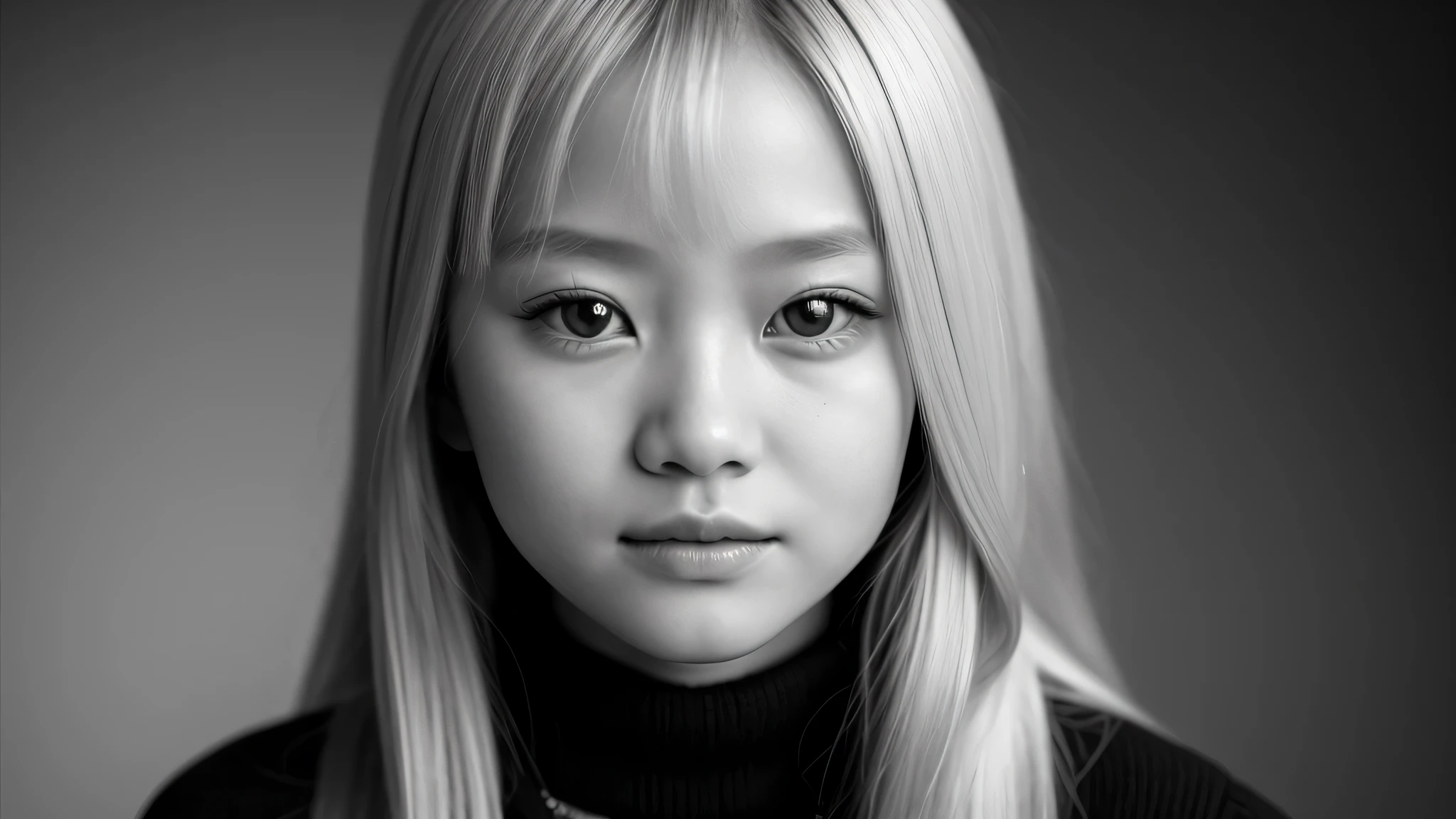 a girl kids blonde with a sweater on use of a glass, portrait black and white, close up portrait photo, black and white portrait, 1 3 5 mm nikon portrait, beautiful portrait photo, studio potrait, taejune kim, seseon yoon, jaeyeon nam, kids model, editorial KIDS portrait, high detail portrait photo,