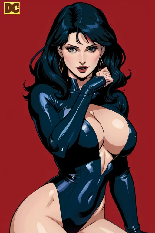 DC Comics, Gemma Arterton dressed as a Goth girl, by Adam Hughes and HR Geiger, vampire, (sexy), pain background, nearly naked, NSFW