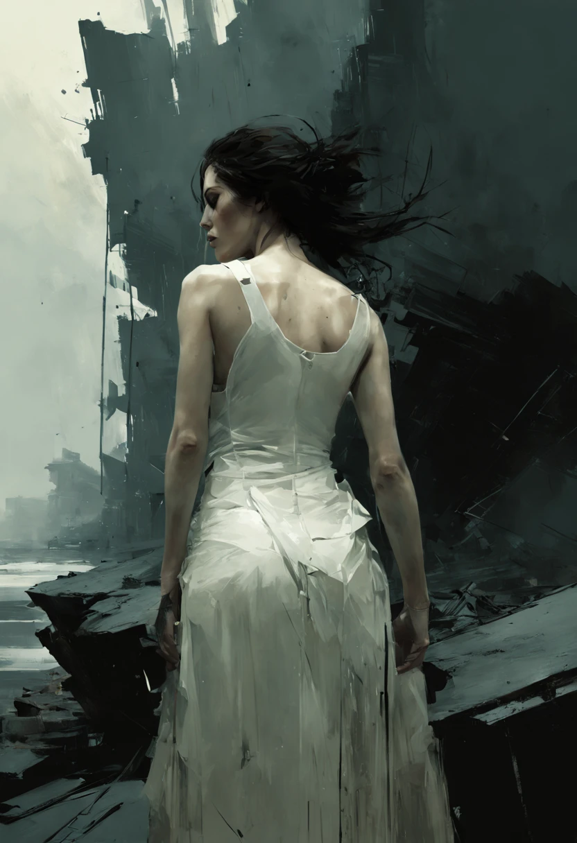 Broken, minimalistic digital artwork with the influence Luis Miranda, jeremy mann, Jeffrey Catherine Jones, conceptual art, painting, illustration, photo