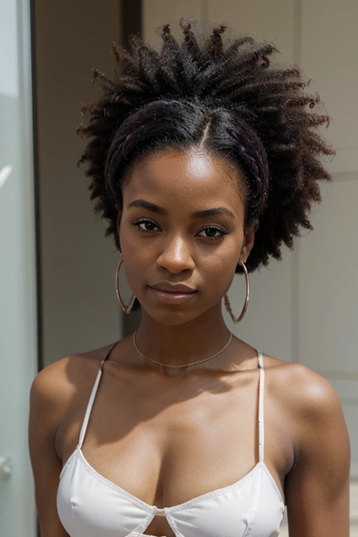 femme afro-américaine, Un demi-corps, Very beautiful and elegant femme afro-américaine, Les années 19,55 kg, sexy, cheveux noir de jais, couleur de cheveux noirs, cheveux parfaits, Mèches de cheveux fins, détail du visage, Elle a tiré sur un fond de mur blanc