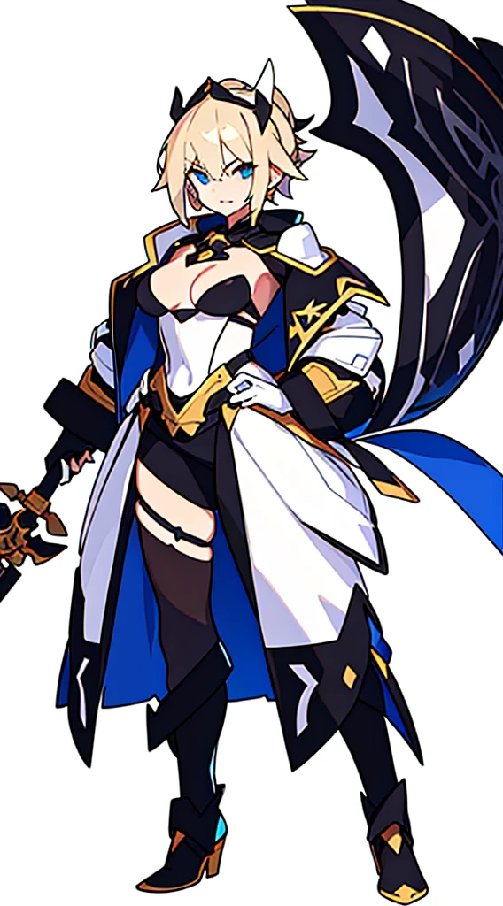 ax, bustier, (((white background))), standing, fantasy clothes,
