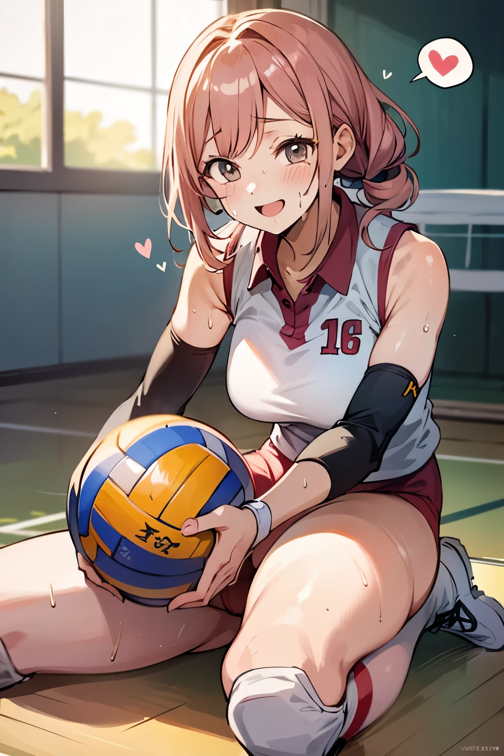 unity 8k wallpaper, anatomically correct, (((masterpiece))), (((best quality))), (((ultra detailed))), (((high-resolution))), ((Ultimate cutie)), perfect hands, perfect finger, (((good anatomy))), detailed beautiful face, shiny hair, (((gyaru))), (potbelly), (curvy), medium breasts, ((Thick thighs)), (((solo))), ((seductive smile)), (((blush))), (half open mouth),
BREAK, (((sit astride the perfectly spherical shape 6-inch volleyball))), (((Straddling a perfectly spherical 6" volleyball))), (((Perfectly spherical 6" volleyball fits perfectly crotch))), BREAK, (((Rub the Perfectly spherical 6" volleyball against crotch))),
BREAK, (Collared volleyball uniforms), sleeveless, ((buruma)), ((kneepad)), ((pussy juice stained)), (elbow pad), (((sweat))), (((covered in sweat))), ((deep breathing)), in Volleyball Court, indoor, lighting, looking at viewer, full body, (spoken heart)