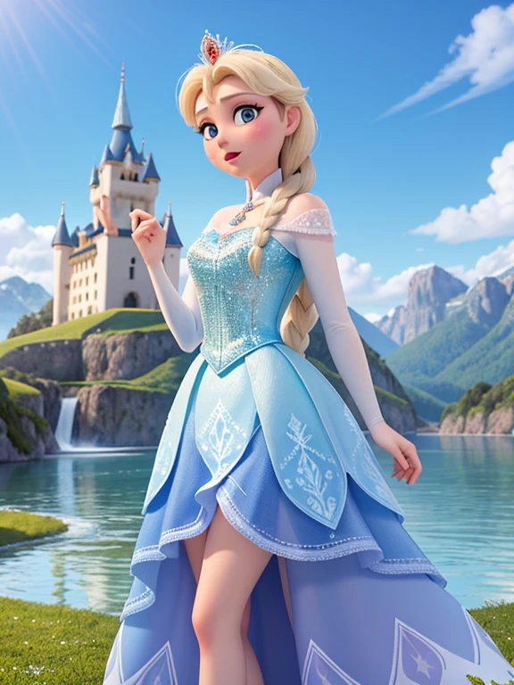 obra maestra, Mejor calidad, absurd resolution, maximum detail, detalle intrincado, EXTREMADAMENTE CLARO, (Princesa ana, frozen), (antecedentes detallados, fondo Castillo de arendele),