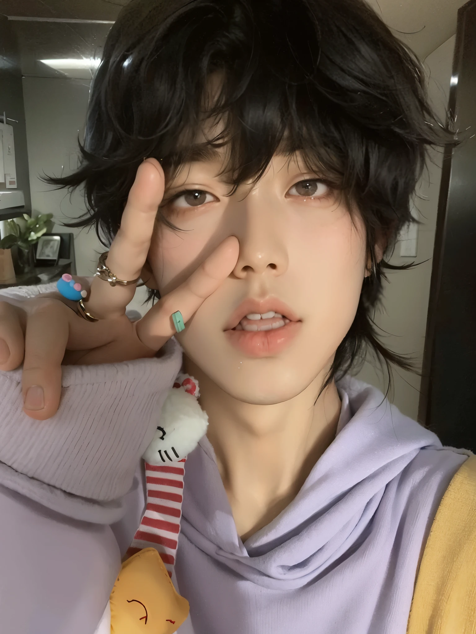 arafed asian woman with tie and a stuffed animal, cai xukun, Jinyoung Shin, sol yunjoo, pintar ulzzang, kim doyoung, ulzzang, TaeJune Kim, Jung Jaehyun, hong junio hyung, aparcar desde-min, pale korean adorable face, heonhwa choe, jaeyeon nam, with index finger, hyung tae, bts, doll face, cute face