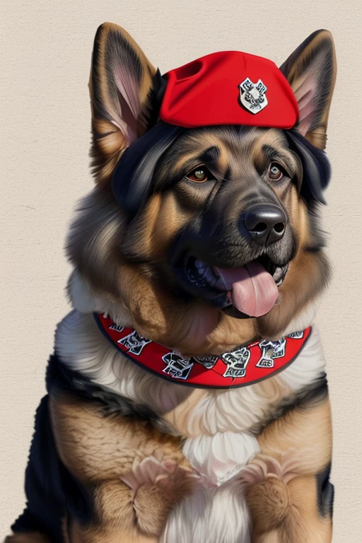 (((German Shepherd dog, bulldogue, poodle, Collie))), Using Rocker Accessories, he wears a red bandana around his neck, Fashion glasses, famous brand cap, (((cartazes, planfetos, Adesivos, propaganda, revista.))) monochrome, linear, pencil sketch, sem cor, scribble made with pencil.