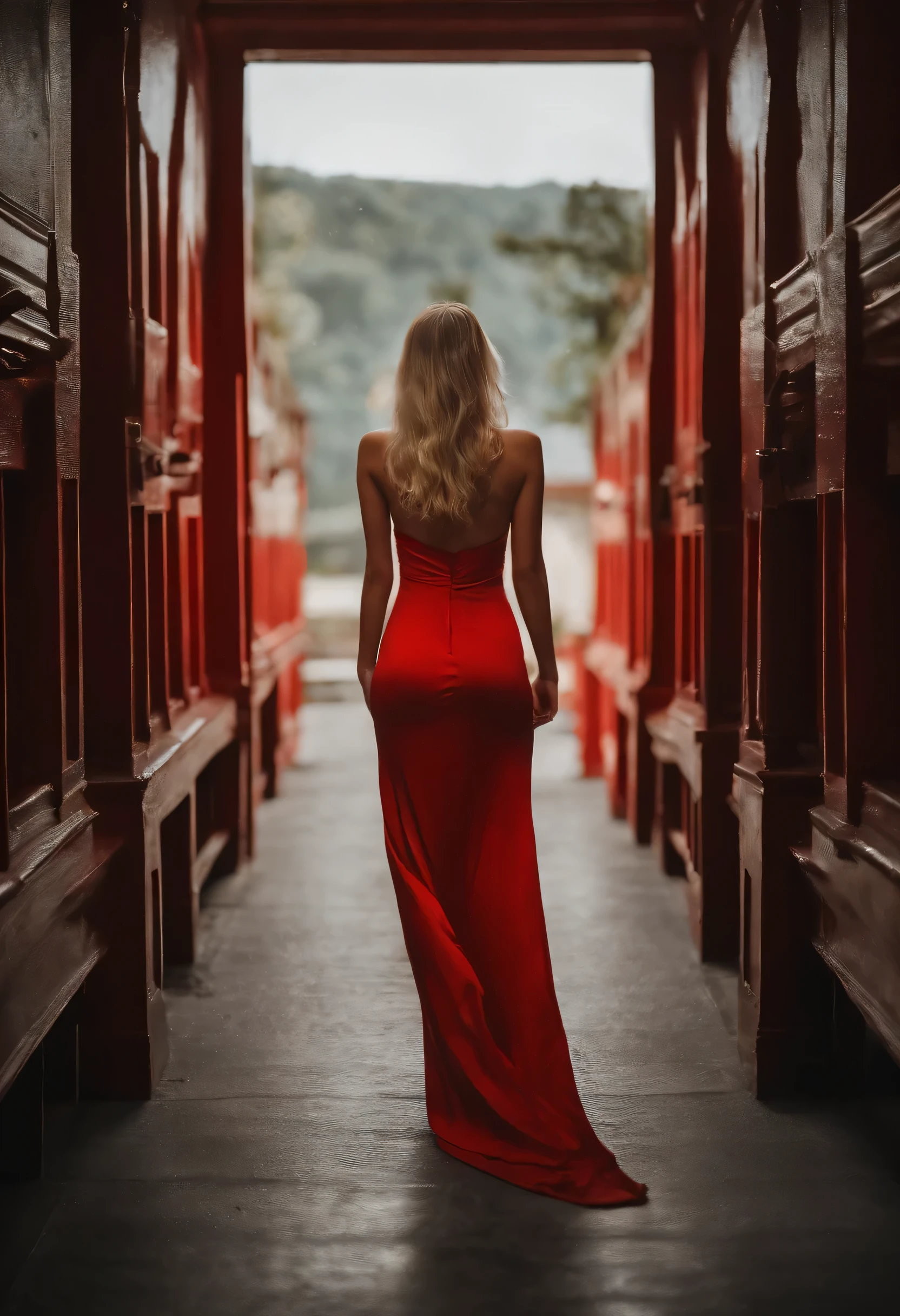 hyper realistic photograph, cute girl, 23 years old, skinny red dress, 64k, masterpiece, sharp photo, looking at the viewer, blonde hair, from behind, perfect body, model looking, realistic photo of a girl, in the battube with a lot foam
