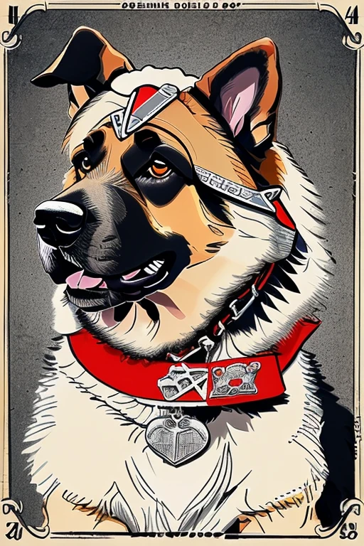 (((German Shepherd dog, bulldogue, poodle, Collie))), Using Rocker Accessories, he wears a red bandana around his neck, Fashion glasses, famous brand cap, (((cartazes, planfetos, Adesivos, propaganda, revista.))) monochrome, linear, pencil sketch, sem cor, scribble made with pencil.