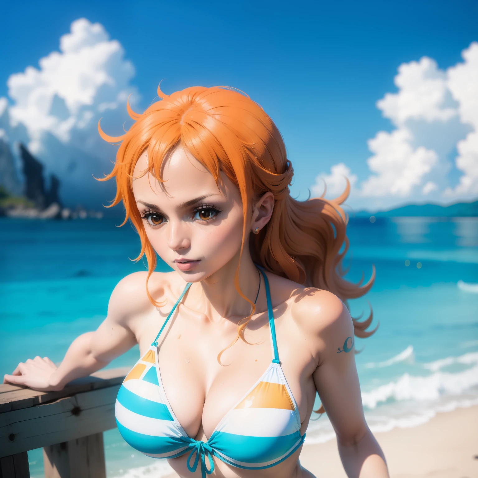 Nami , Swim Suite , Sea Background