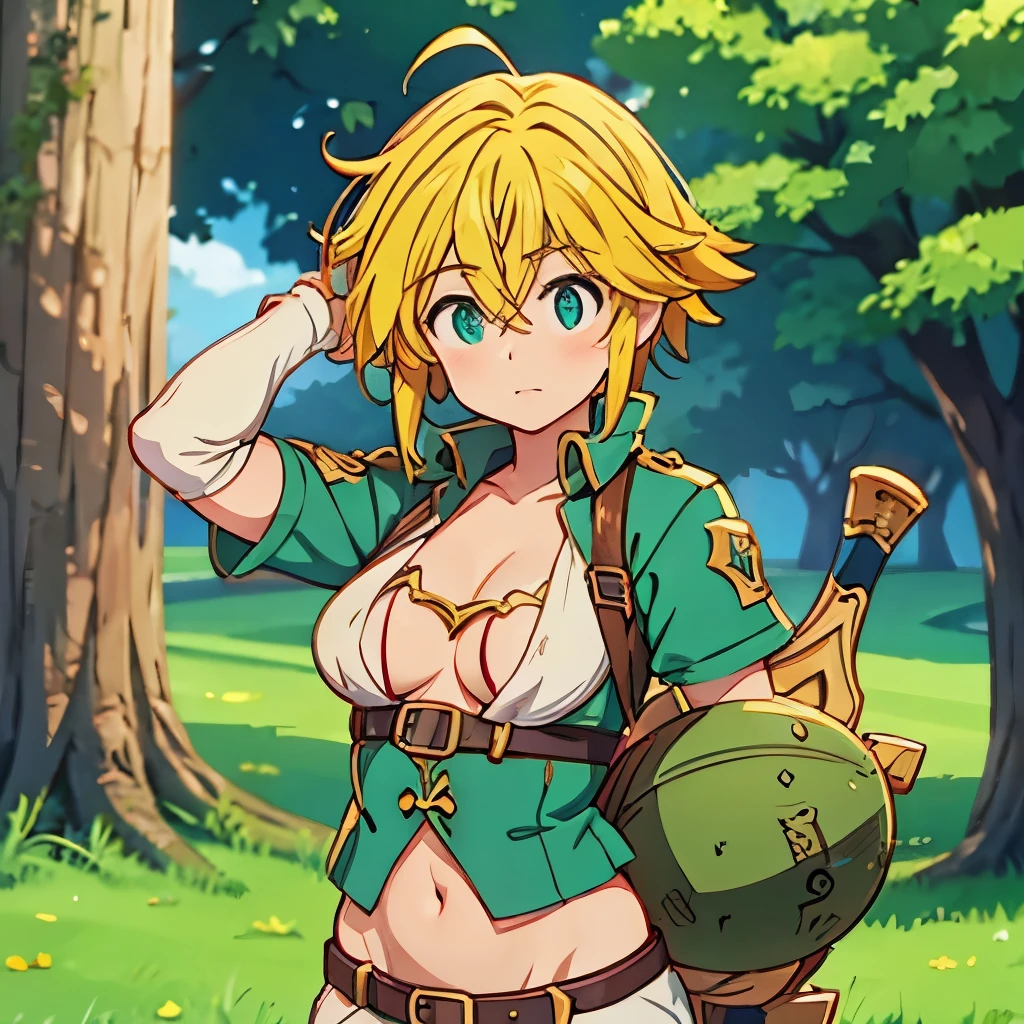 Meliodas in female version with medium breasts 