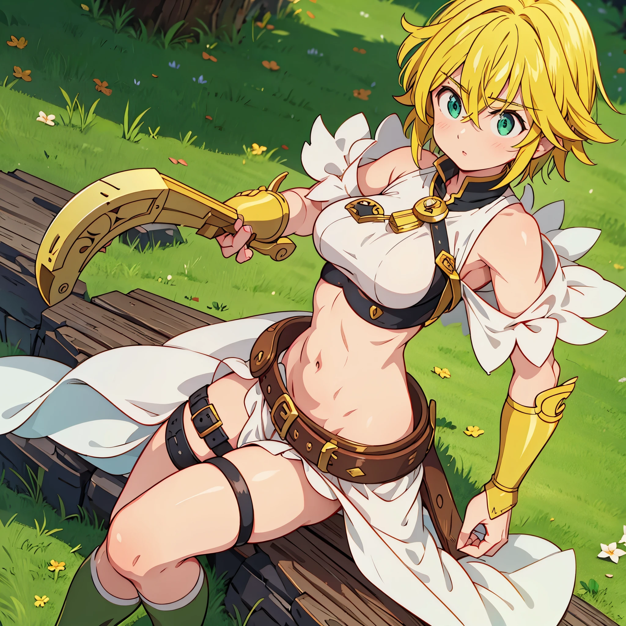 Meliodas in female version with medium breasts 