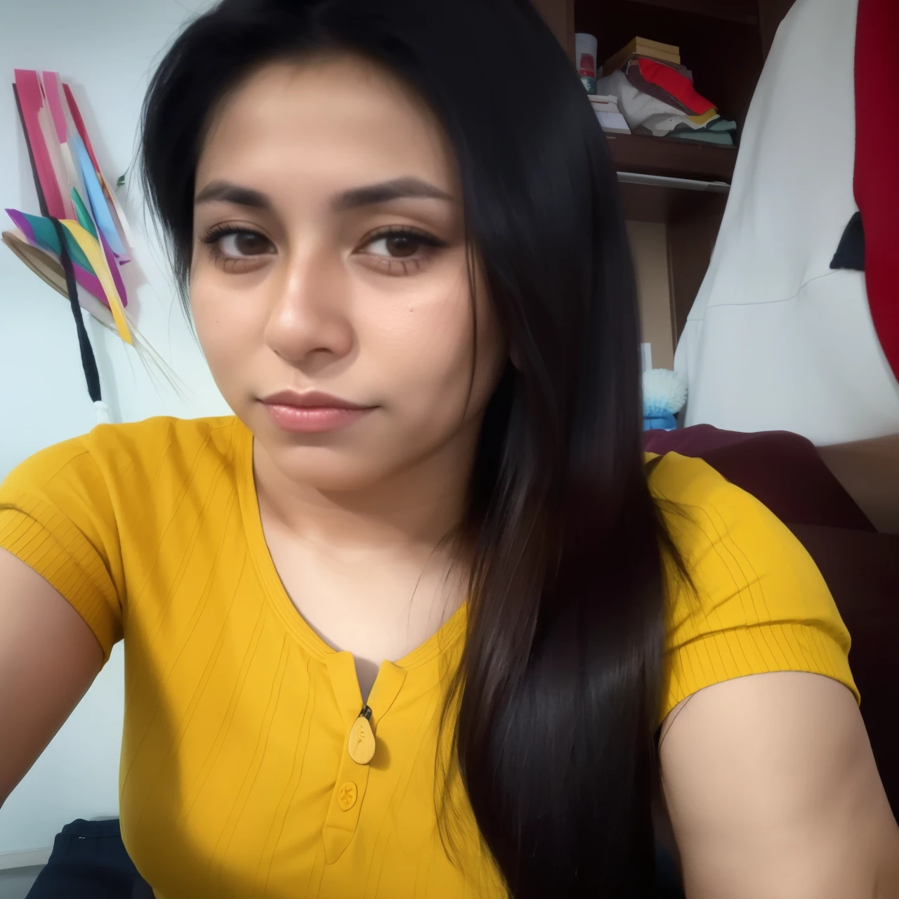 Mujer arafed con pelo largo y  que llevaba una camisa amarilla., 30 year old woman, 3 0 year old woman, alani guillen, lorena avarez, Ayahuasca, 27 years old, selfie de una mujer joven, 28 years old, hermosa mujer mexicana, 29 years, imagen de perfil, foto frontal, Ella es mexicana, sin ropa