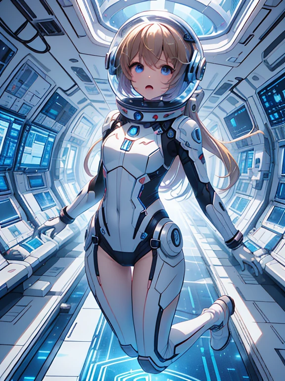 beautiful feet, trickle, white background, The art work is, Includes lots of vibrant colors and blurry surreal details, Scattered beneath the surface, Highly detailed focus, realistic, Humanity, (best quality), slave collar, and the tongue sticks out, scream, sweat legs, royal sister, Ripe body, 4K, White, plump and delicate body, plump ass,cute女の子のダイナミックなポーズ, She wears a form-fitting, Immediately grab attention, Shimmers in different neon colors when exposed to light, It is a small LED light that flashes to an invisible beat, そして遊び心のあるlaughterが彼女の唇を飾ります, With background: Hype Color – Neon Pink, and deep yellow, Create an energetic vortex, White lightning streaks zigzagging across the background, 最high quality、best image quality、masterpiece、woman((18-year-old、cute、blonde、long hair、Black Robot Armor、Luminescent chest parts、Gold Arm、big bust、Bust 95、wide open chest、Slender、laughter、cyber eyes、Show the whole body、beam effect))、high quality、Depth of bounds written、((Inside the spaceship)), (Outside the window, space, Earth from space, spaceport)、With background((Cyberworld))、depth((Computer mass))